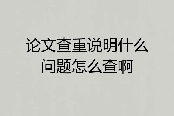 论文查重说明什么问题怎么查啊