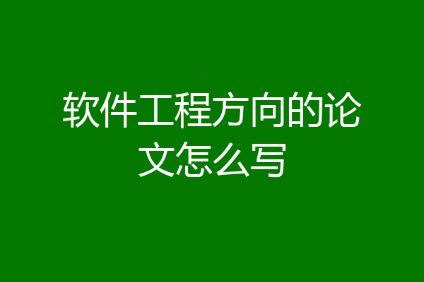软件工程方向的论文怎么写