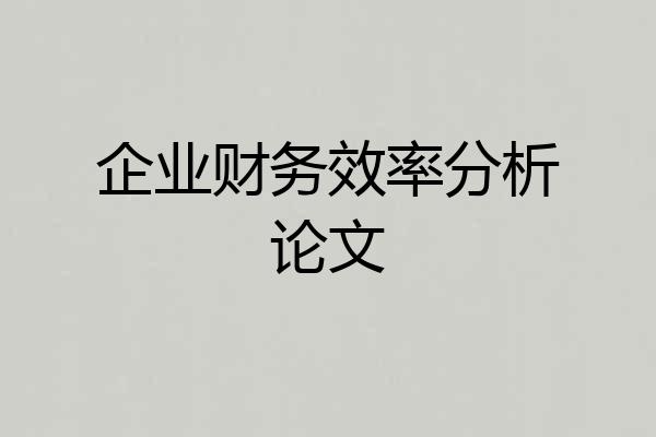 企业财务效率分析论文