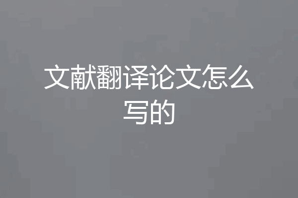 文献翻译论文怎么写的