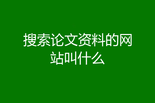 搜索论文资料的网站叫什么