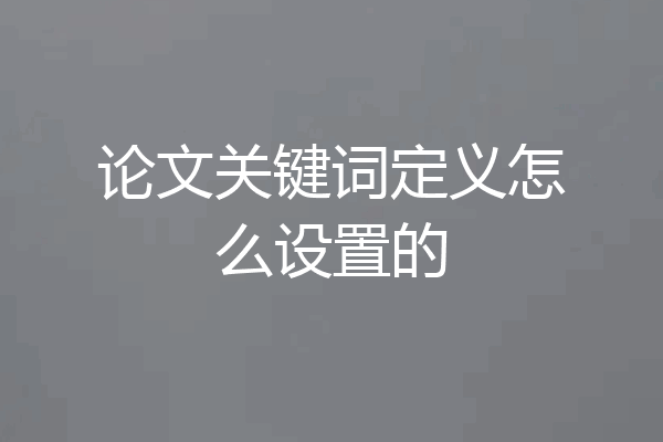 论文关键词定义怎么设置的