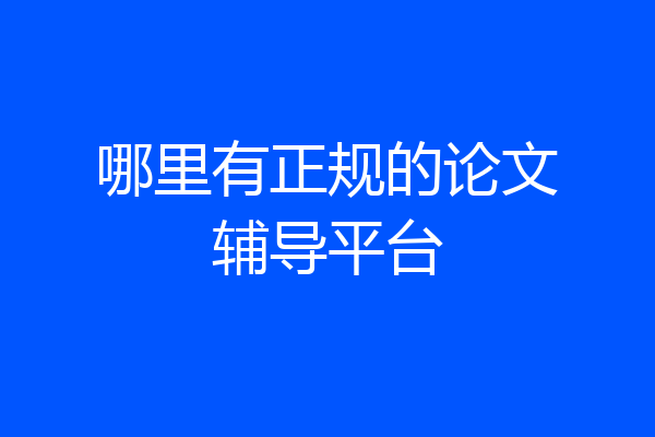 哪里有正规的论文辅导平台