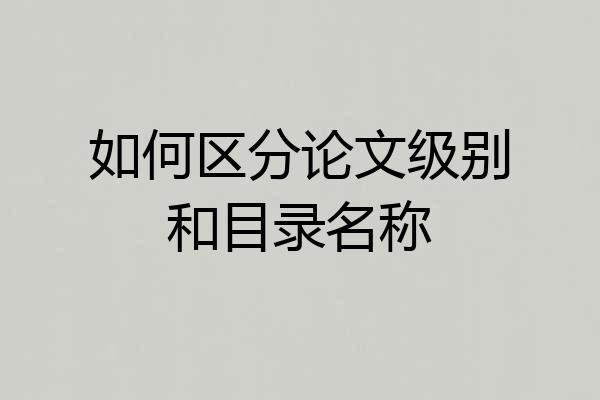 如何区分论文级别和目录名称