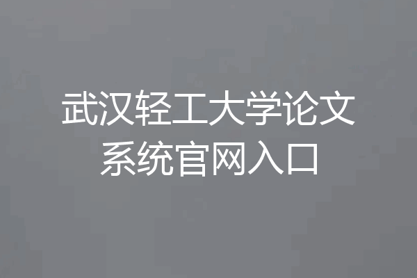 武汉轻工大学论文系统官网入口