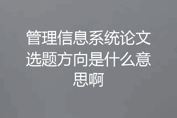 管理信息系统论文选题方向是什么意思啊