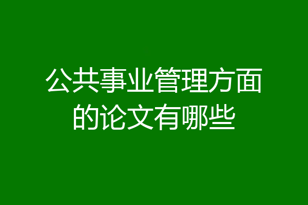 公共事业管理方面的论文有哪些