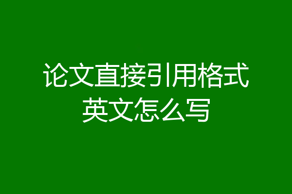 论文直接引用格式英文怎么写