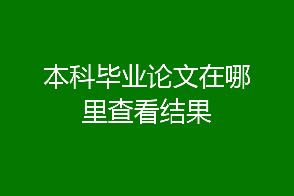 本科毕业论文在哪里查看结果