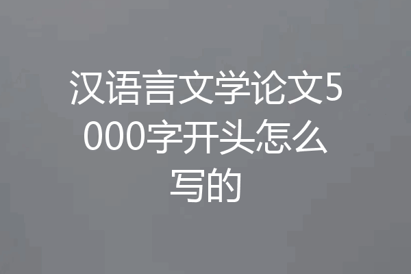 汉语言文学论文5000字开头怎么写的