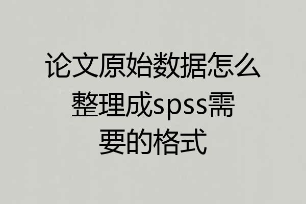 论文原始数据怎么整理成spss需要的格式