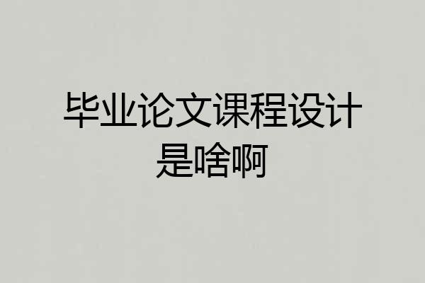 毕业论文课程设计是啥啊