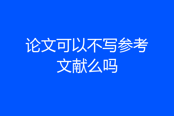 论文可以不写参考文献么吗