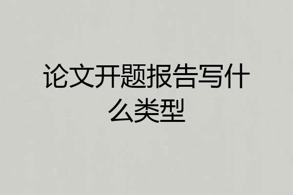 论文开题报告写什么类型