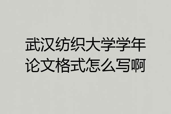 武汉纺织大学学年论文格式怎么写啊