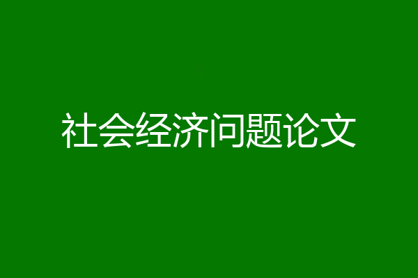 社会经济问题论文
