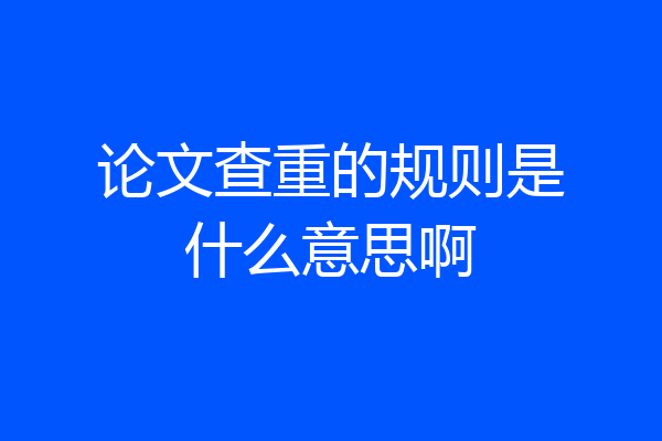 论文查重的规则是什么意思啊