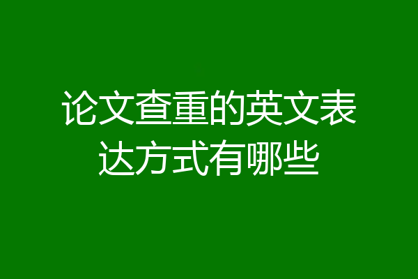 论文查重的英文表达方式有哪些