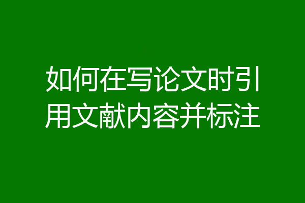 如何在写论文时引用文献内容并标注