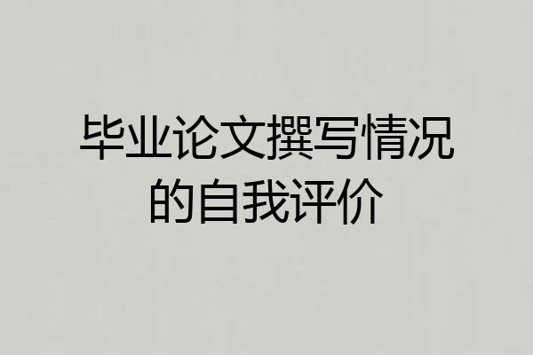毕业论文撰写情况的自我评价