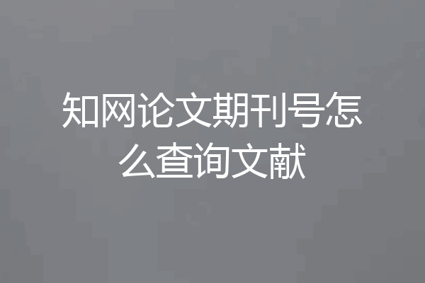 知网论文期刊号怎么查询文献