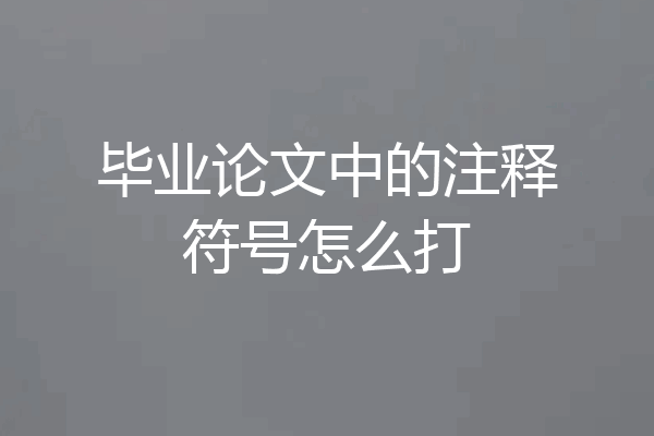 毕业论文中的注释符号怎么打
