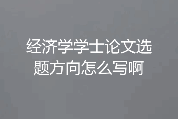 经济学学士论文选题方向怎么写啊