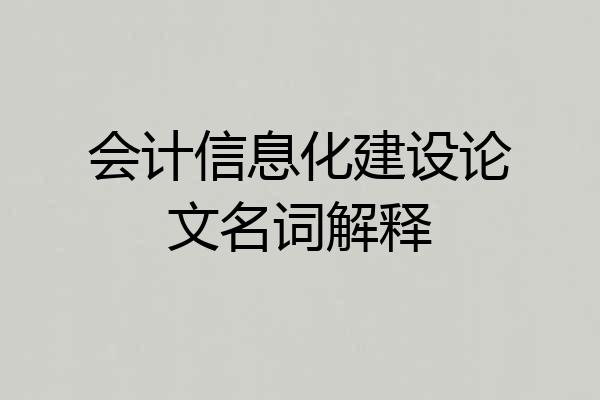 会计信息化建设论文名词解释