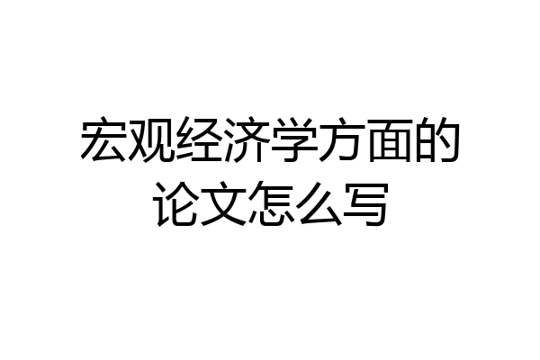 宏观经济学方面的论文怎么写