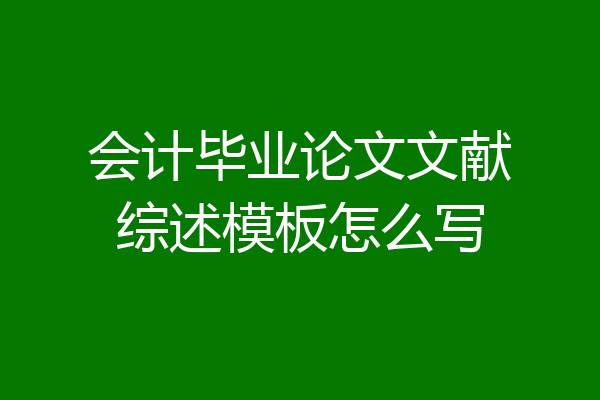 会计毕业论文文献综述模板怎么写