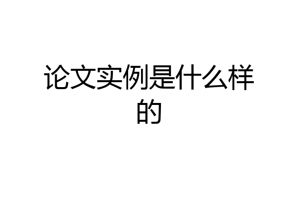 论文实例是什么样的