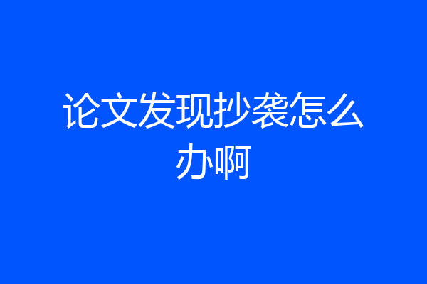 论文发现抄袭怎么办啊