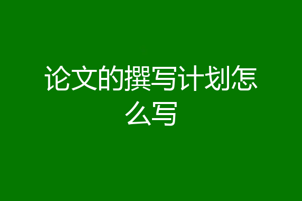 论文的撰写计划怎么写