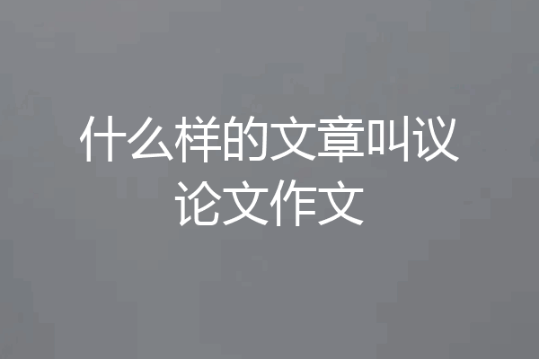 什么样的文章叫议论文作文