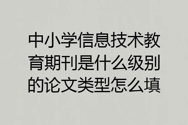 中小学信息技术教育期刊是什么级别的论文类型怎么填