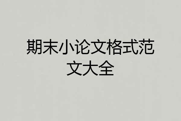 期末小论文格式范文大全