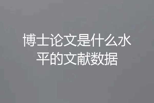 博士论文是什么水平的文献数据