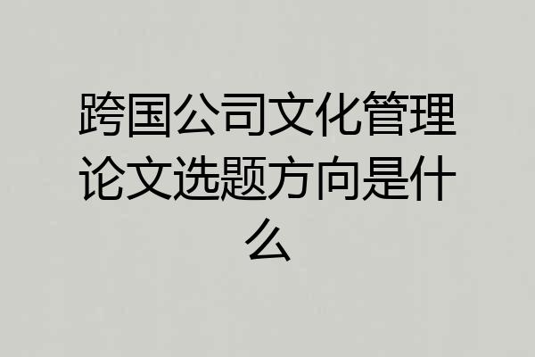 跨国公司文化管理论文选题方向是什么