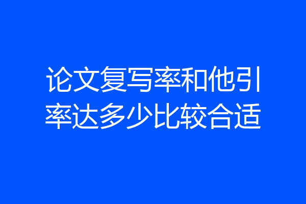 论文复写率和他引率达多少比较合适