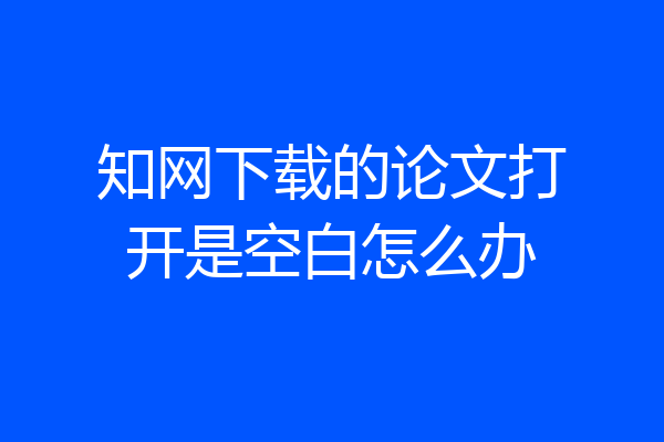 知网下载的论文打开是空白怎么办