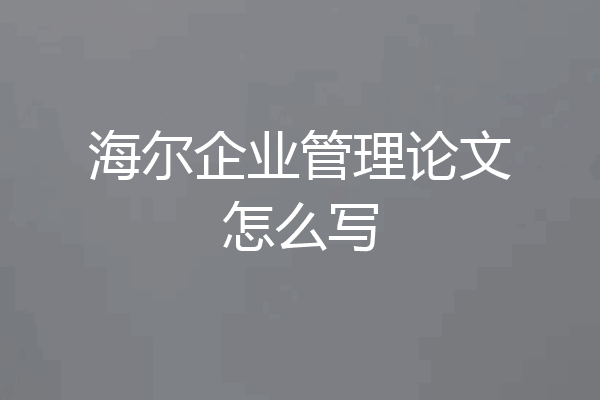 海尔企业管理论文怎么写