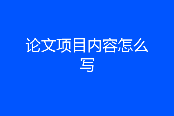 论文项目内容怎么写