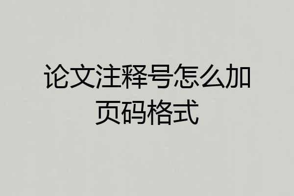 论文注释号怎么加页码格式