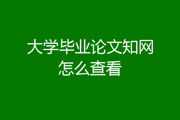 大学毕业论文知网怎么查看