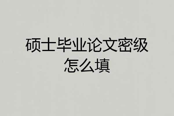 硕士毕业论文密级怎么填