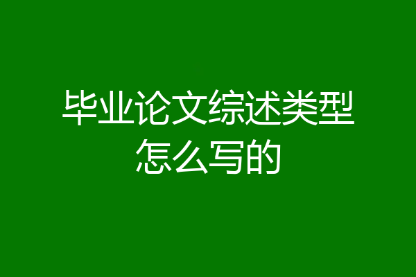 毕业论文综述类型怎么写的