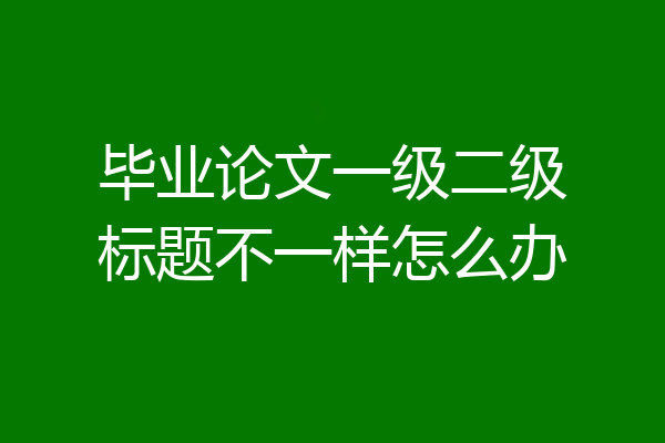 毕业论文一级二级标题不一样怎么办