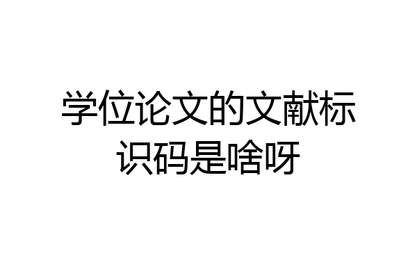 学位论文的文献标识码是啥呀