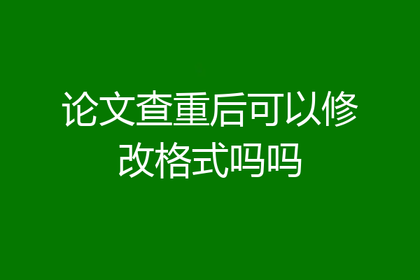 论文查重后可以修改格式吗吗