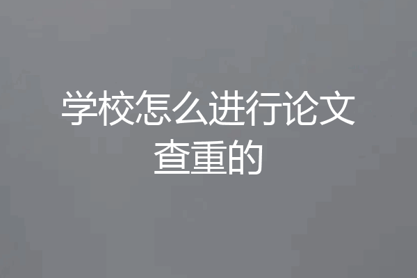 学校怎么进行论文查重的